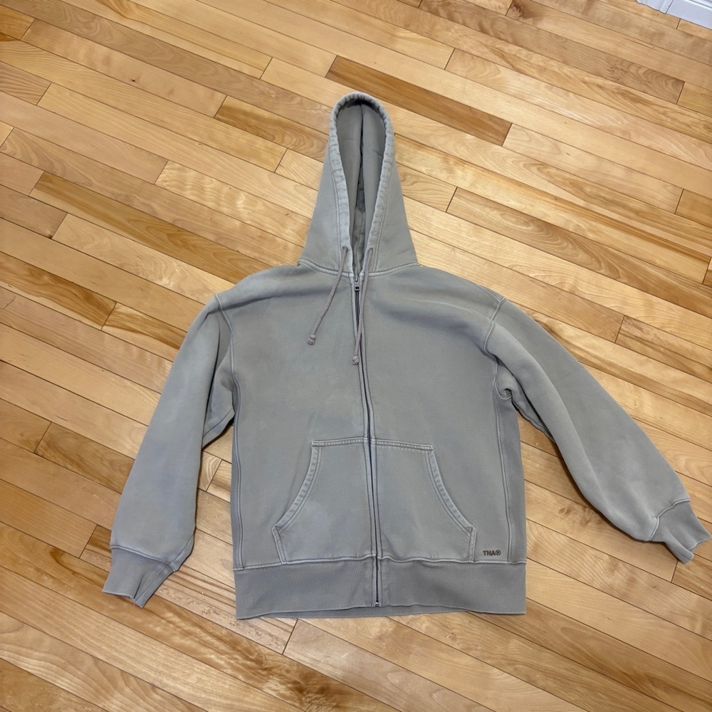Aritzia TNA Cozy Fleece Sweatfleece Boyfriend Fit Zip Hoodie Tan Size XS - Picture 2 of 14
